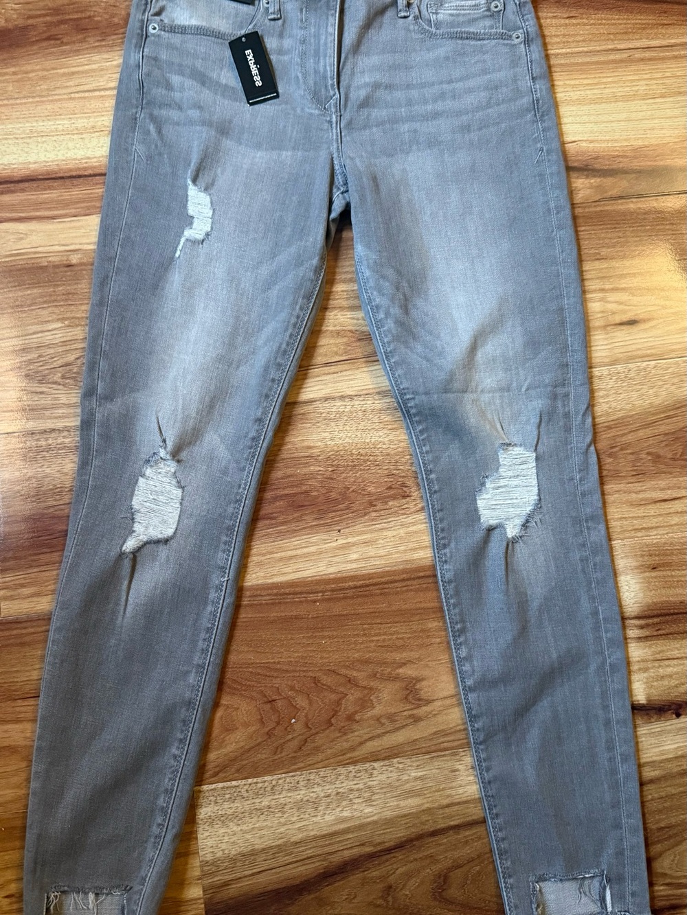 Express Gray Distressed Skinny Jeans